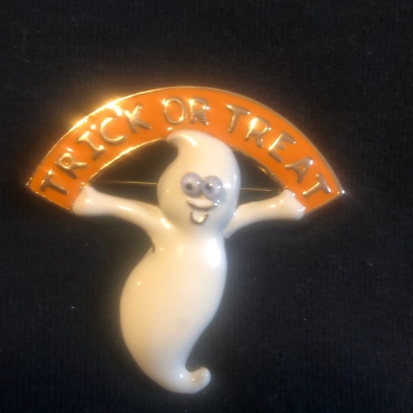 Ghost Trick or treat brooch large pin halloween - Picture 1 of 4